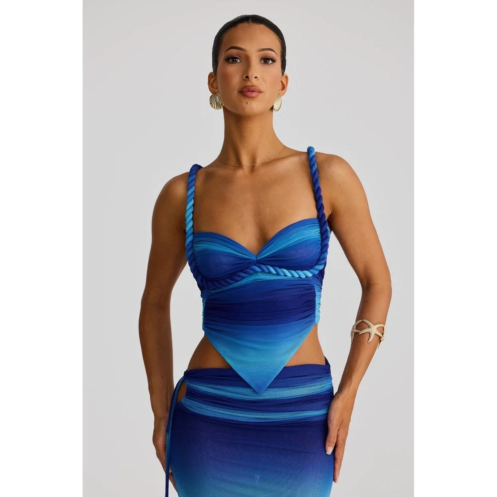 MELANI The Label IANA Top Valetta Skirt Blue Ombre Set M NWT